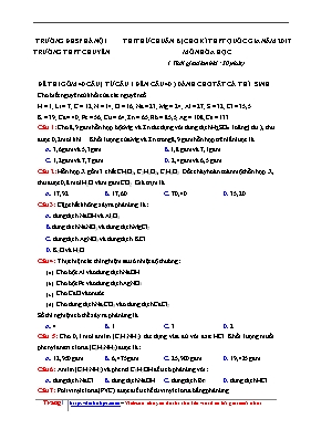 Đề thi thử chuẩn bị cho kì THPT quốc gia năm 2017 môn Hóa học - Trường THPT Chuyên